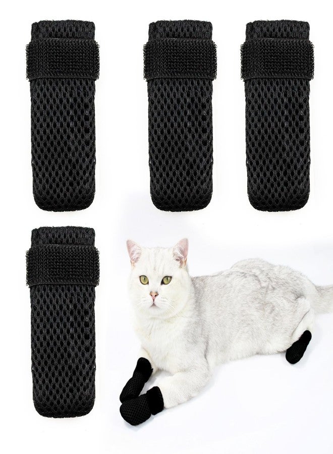 lygchii 4 PCS Cat Boots, Cat Mittens to Prevent Scratching, Breathable Mesh Cat Foot Covers, Adjustable Cat Claw Protectors or Cats When Bathing and Nail Trimming - Image 1